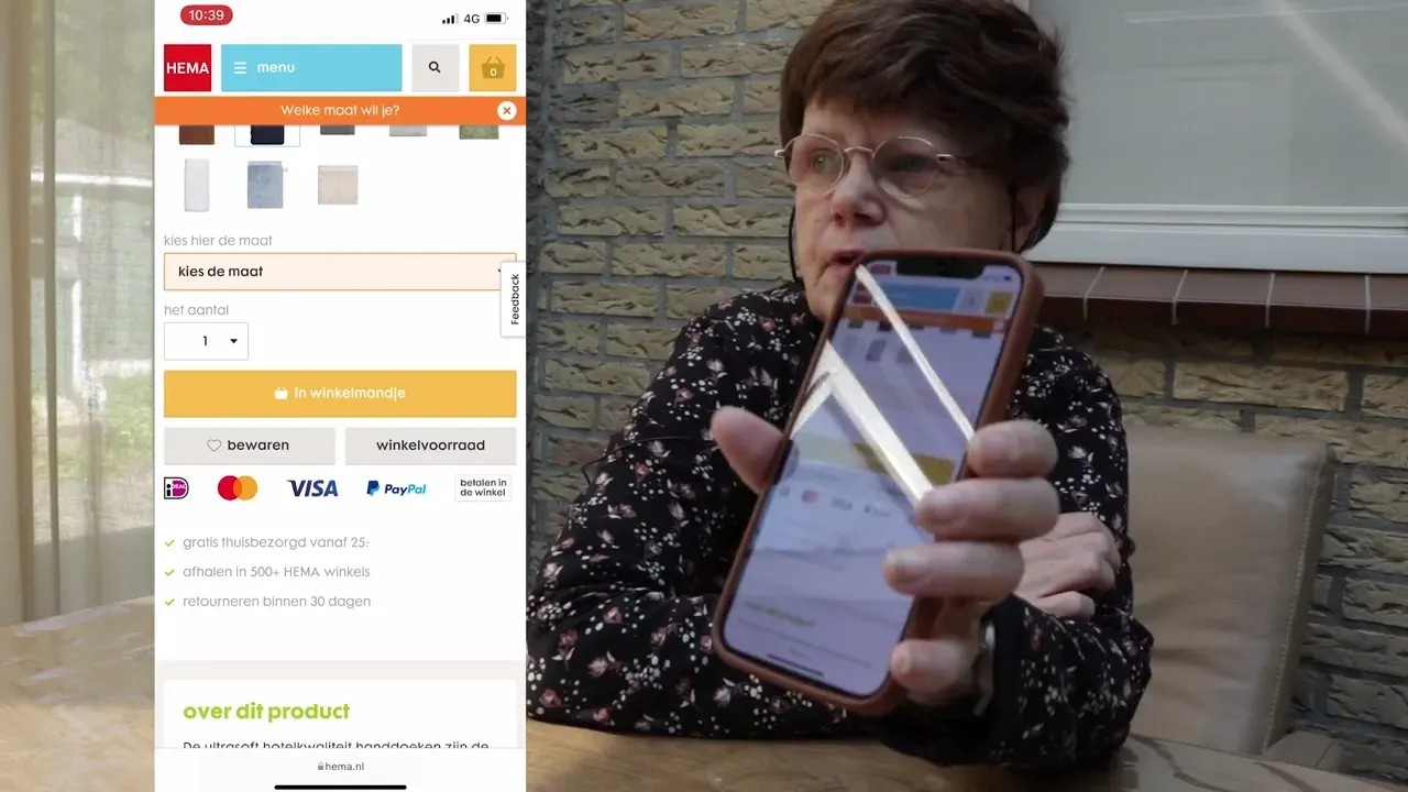 HEMA's Digital Accessibility - Ordering towels with a visual impairment