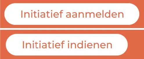 Bovenaan een link met de tekst ‘Initiatief aanmelden’ met daaronder eenzelfde link maar nu met de tekst ‘Initiatief indienen’