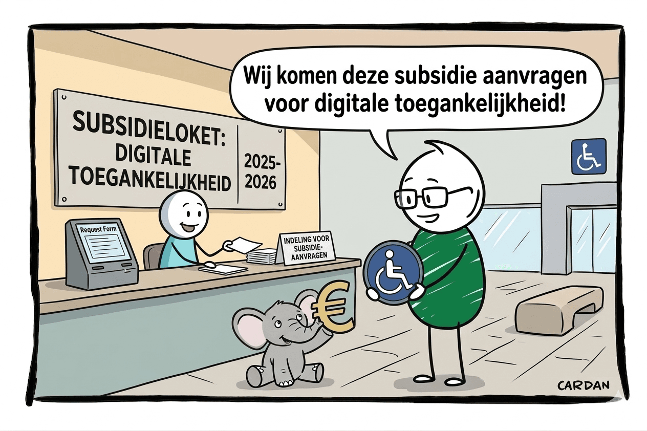 Het groene mannetje vraagt een subsidie aan bij een subsidieloket