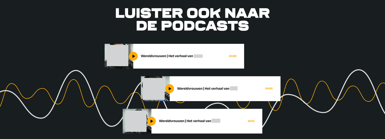 Statische screenshot van een onderdeel op een webpagina met een geanimeerde geluidsgolf