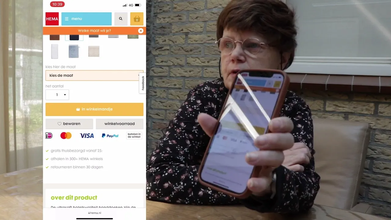 HEMA's Digital Accessibility - Ordering towels with a visual impairment